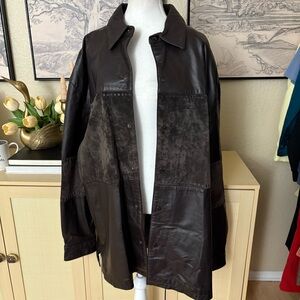 VINTAGE Rodelli Uomo New York Brown 2 Tone Leather Suede Jacket Size XXL